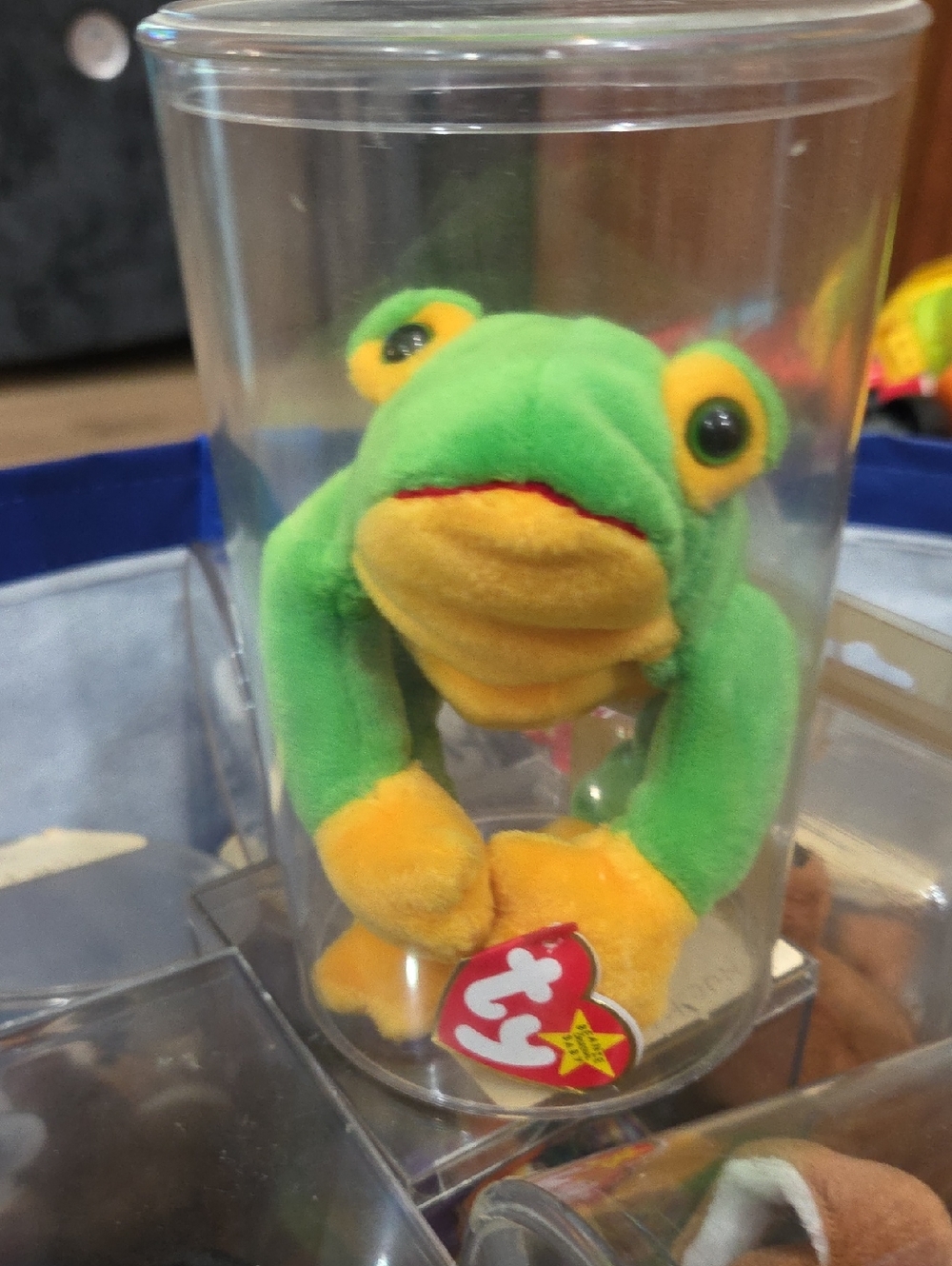 Ty Green and Yellow Frog Beanie Buddy Plush